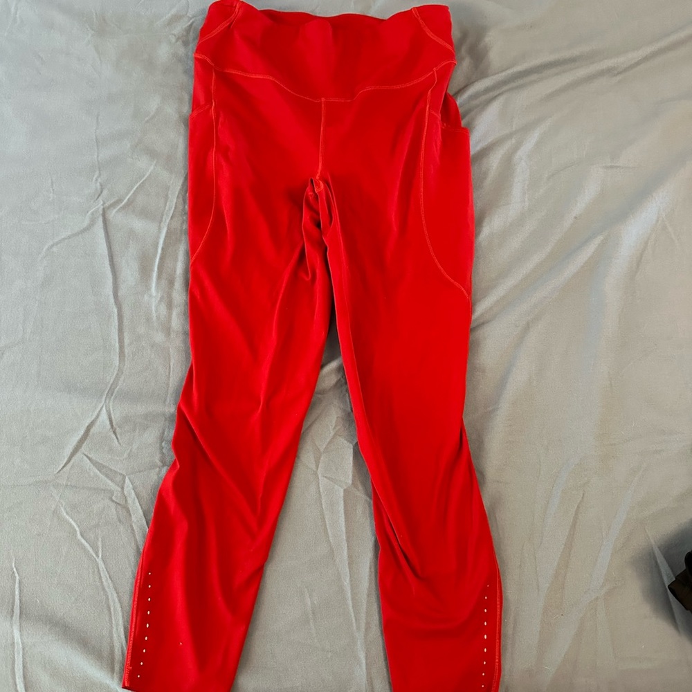 Lululemon Athletica Red Fast and Free Leggings